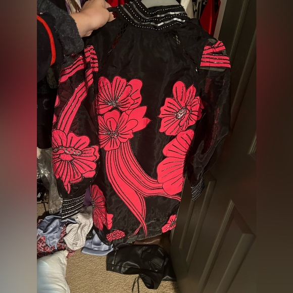 Karen millen Applique Organdie Floral Graphic Woven Mini Dress - Picture 3 of 5